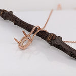 Oval Cabochon Pendant Semi Mount w Earth Mined Diamonds in Solid 14K Gold