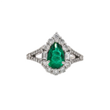 GIA Certified Colombian Emerald Ring w Diamond Accents