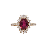Madagascar Oval Ruby and Diamond Halo Ring