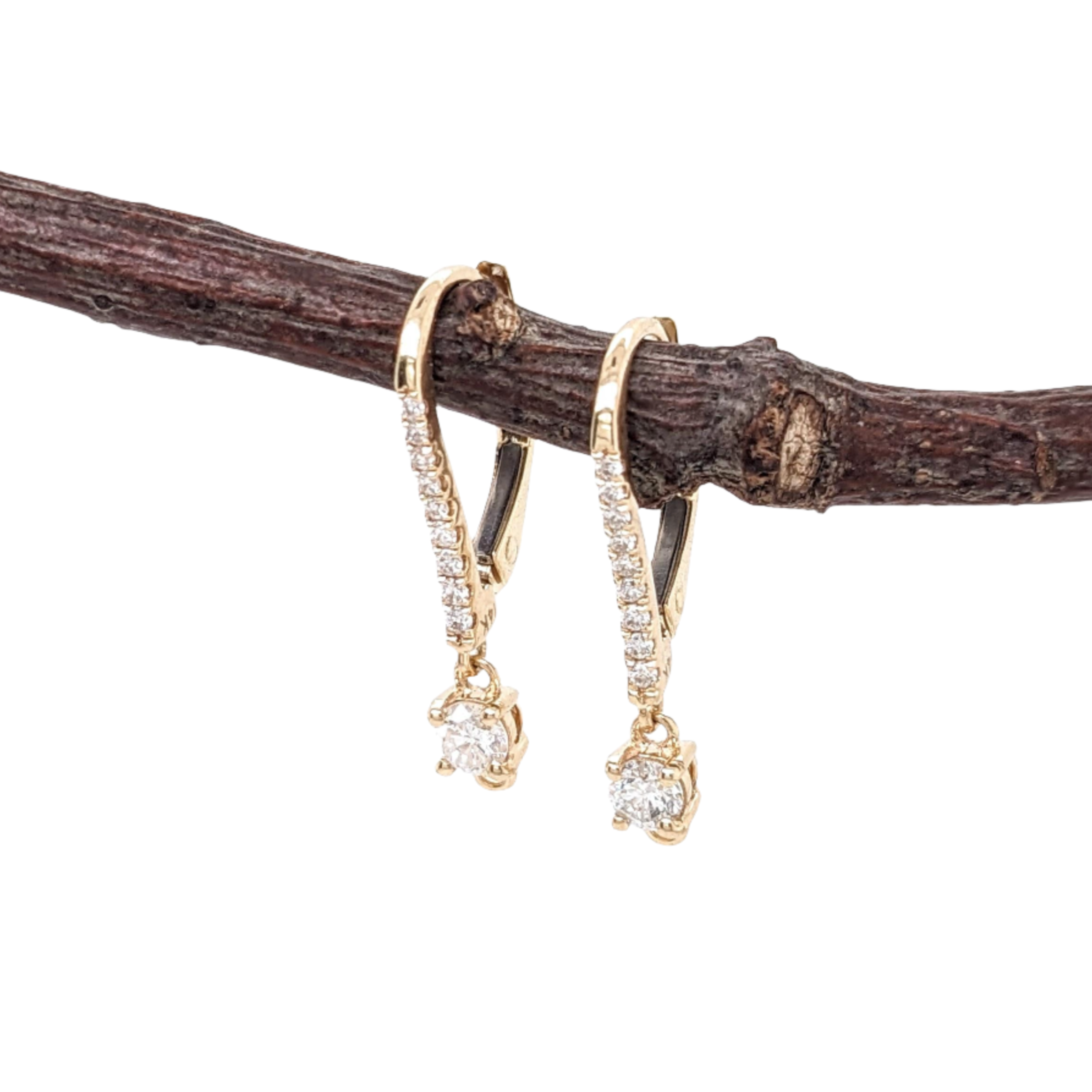 Diamond Leverback Earring Finding in Solid 14K Gold Earth Mined