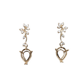 Pear Shape Earrings Semi Mount w Natural Diamonds