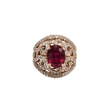 Beautiful Intricate Ruby Diamond Halo Ring