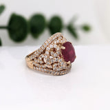 Beautiful Intricate Ruby Diamond Halo Ring