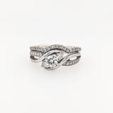 Stunning Diamond Wedding Ring and Band Set in Solid 14k White Gold w Natural Diamonds || April Birthstone || Previously Loved ||