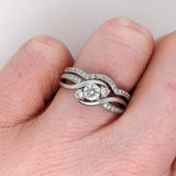 Stunning Diamond Wedding Ring and Band Set in Solid 14k White Gold w Natural Diamonds || April Birthstone || Previously Loved ||