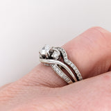 Stunning Diamond Wedding Ring and Band Set in Solid 14k White Gold w Natural Diamonds || April Birthstone || Previously Loved ||