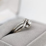 Stunning Diamond Wedding Ring and Band Set in Solid 14k White Gold w Natural Diamonds || April Birthstone || Previously Loved ||
