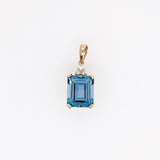 London Blue Topaz Pendant w Earth Mined Diamonds in Solid 14K Gold | EM 12x10mm