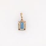 London Blue Topaz Pendant w Earth Mined Diamonds in Solid 14K Gold | EM 12x10mm