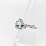 2.5ct Aquamarine Ring w Earth Mined Diamonds in Solid 14K White Gold | Pear Shape 11x8mm | March Birthstone
