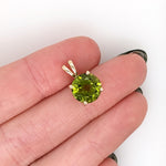 2.89ct Peridot Solitaire Pendant in Solid 14K Gold Round 9mm