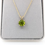 2.89ct Peridot Solitaire Pendant in Solid 14K Gold Round 9mm
