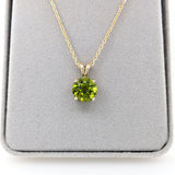 2.89ct Peridot Solitaire Pendant in Solid 14K Gold Round 9mm