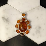 Beautiful Amber Pendant in Solid Vermeil | Cabochon Cut | Bezel Setting