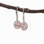 2.5ct Morganite Drop Earrings w Earth Mined Diamonds in Solid 14K Gold Oval 8x6