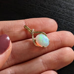 3.2ct Opal Infinity Pendant w Earth Mined Diamonds in Solid 14K Gold Oval 10x8mm