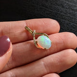 3.2ct Opal Infinity Pendant w Earth Mined Diamonds in Solid 14K Gold Oval 10x8mm