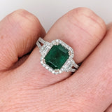2ct Emerald Ring w Diamond Accents