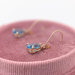 Swiss Topaz Dangle Earrings in Solid 14K Gold | Pear Shape 9x7mm