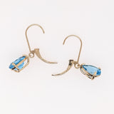Swiss Topaz Dangle Earrings in Solid 14K Gold | Pear Shape 9x7mm