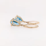 Swiss Topaz Dangle Earrings in Solid 14K Gold | Pear Shape 9x7mm