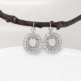 Earrings Dangle Semi Mount w Earth Mined Diamonds in Solid 14K Gold Oval 11x9mm