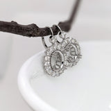 Earrings Dangle Semi Mount w Earth Mined Diamonds in Solid 14K Gold Oval 11x9mm