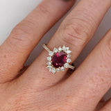 Madagascar Oval Ruby and Diamond Halo Ring