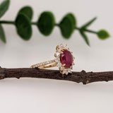 Madagascar Oval Ruby and Diamond Halo Ring