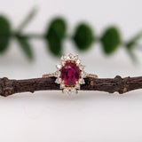 Madagascar Oval Ruby and Diamond Halo Ring