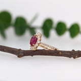 Madagascar Oval Ruby and Diamond Halo Ring