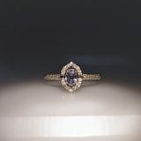 Natural Alexandrite Ring w Earth Mined Diamonds in Solid 14K White Gold Oval 5x4mm | Color Changing | June Birthstone