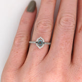 Natural Alexandrite Ring w Earth Mined Diamonds in Solid 14K White Gold Oval 5x4mm | Color Changing | June Birthstone