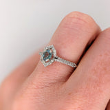Natural Alexandrite Ring w Earth Mined Diamonds in Solid 14K White Gold Oval 5x4mm | Color Changing | June Birthstone
