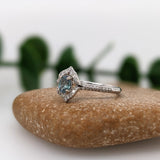 Natural Alexandrite Ring w Earth Mined Diamonds in Solid 14K White Gold Oval 5x4mm | Color Changing | June Birthstone