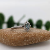 Natural Alexandrite Ring w Earth Mined Diamonds in Solid 14K White Gold Oval 5x4mm | Color Changing | June Birthstone