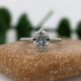 Natural Alexandrite Ring w Earth Mined Diamonds in Solid 14K White Gold Oval 5x4mm | Color Changing | June Birthstone