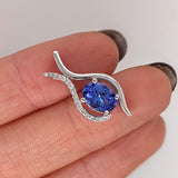 1.2ct Tanzanite Pendant w Earth Mined Diamonds in Solid 14K Gold | Oval 8x6mm