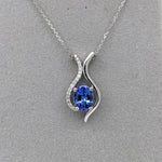 1.2ct Tanzanite Pendant w Earth Mined Diamonds in Solid 14K Gold | Oval 8x6mm