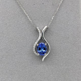 1.2ct Tanzanite Pendant w Earth Mined Diamonds in Solid 14K Gold | Oval 8x6mm