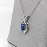 1.2ct Tanzanite Pendant w Earth Mined Diamonds in Solid 14K Gold | Oval 8x6mm