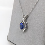 1.2ct Tanzanite Pendant w Earth Mined Diamonds in Solid 14K Gold | Oval 8x6mm