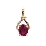 Rhyah 14K Yellow Gold 1.95cts Ruby Diamond Pendant | Oval 9x7mm
