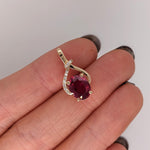 Rhyah 14K Yellow Gold 1.95cts Ruby Diamond Pendant | Oval 9x7mm