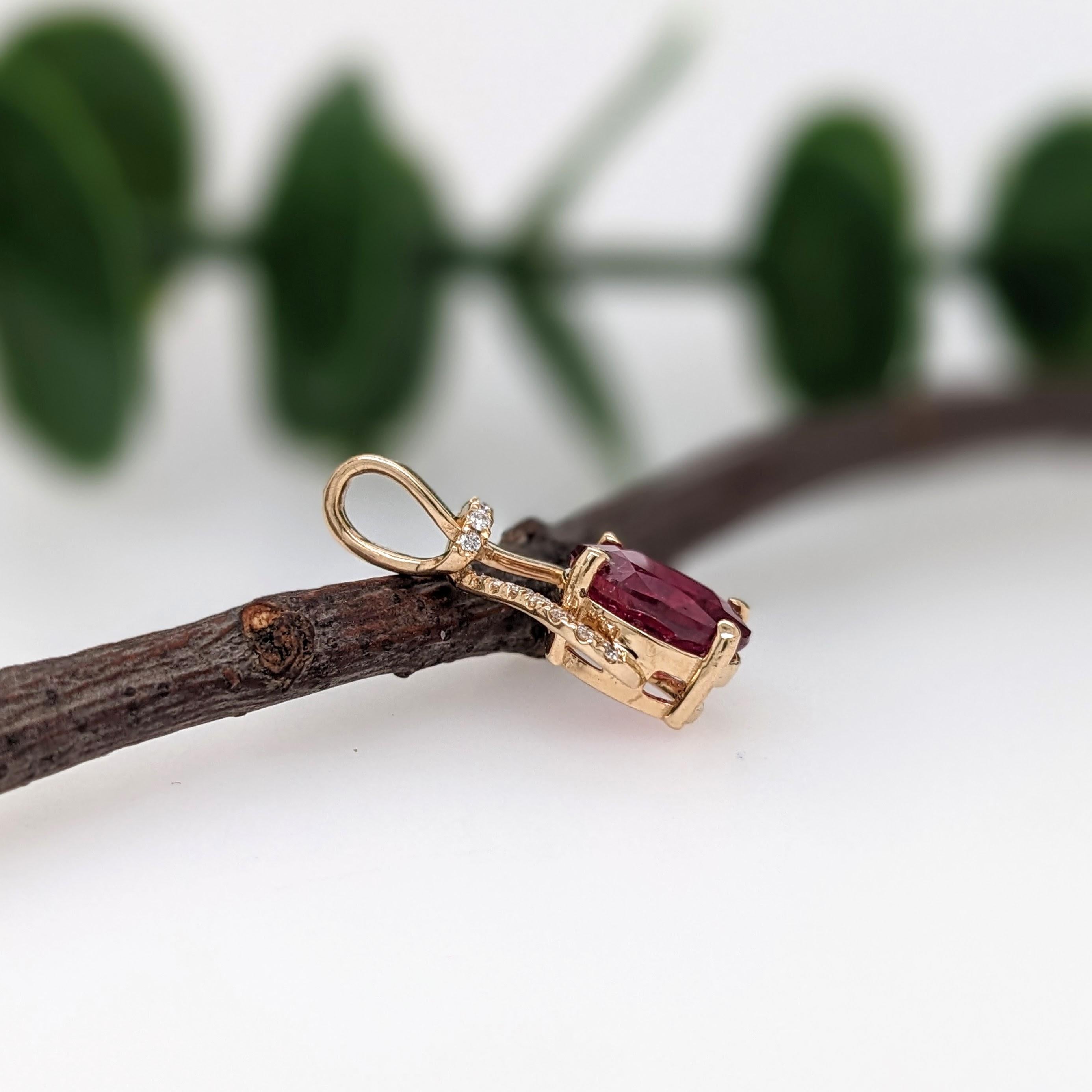 Rhyah 14K Yellow Gold 1.95cts Ruby Diamond Pendant | Oval 9x7mm