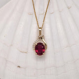 Rhyah 14K Yellow Gold 1.95cts Ruby Diamond Pendant | Oval 9x7mm