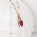 Rhyah 14K Yellow Gold 1.95cts Ruby Diamond Pendant | Oval 9x7mm