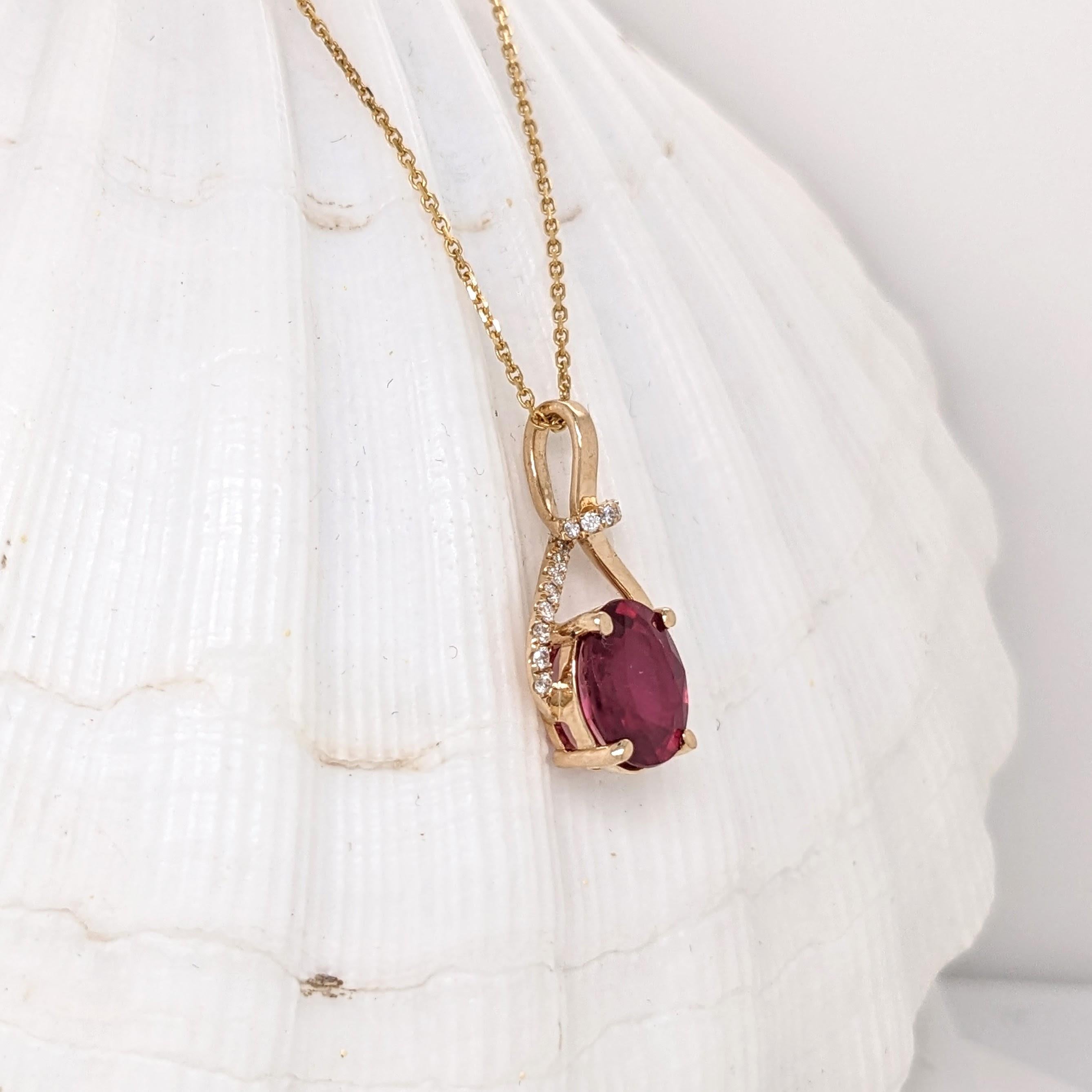 Rhyah 14K Yellow Gold 1.95cts Ruby Diamond Pendant | Oval 9x7mm