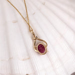 Rhyah 14K Yellow Gold 1.95cts Ruby Diamond Pendant | Oval 9x7mm