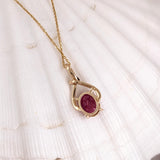 Rhyah 14K Yellow Gold 1.95cts Ruby Diamond Pendant | Oval 9x7mm